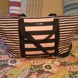 Victoria's Secret Pink and Black Striped Tote